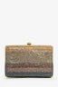 Judith Leiber Gold/Grey Ombre Striped Crystal Rectangular Clutch on Chain