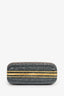 Judith Leiber Gold/Grey Ombre Striped Crystal Rectangular Clutch on Chain