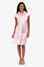 Louis Vuitton Pink Silk Collared Midi Dress with Belt Est. Size 38