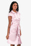 Louis Vuitton Pink Silk Collared Midi Dress with Belt Est. Size 38