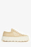 Prada Beige Nylon White Rubber Platform Sneakers Size 36.5