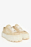Prada Beige Nylon White Rubber Platform Sneakers Size 36.5