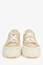 Prada Beige Nylon White Rubber Platform Sneakers Size 36.5