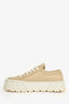 Prada Beige Nylon White Rubber Platform Sneakers Size 36.5