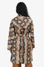 Prada 2015 Brown Animal Print Nylon Belted Midi Trench Coat Size 36