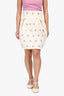 Christian Dior Cream Cotton Blossom Embroidered Skirt Size 6