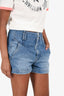 Isabel Marant Etoile Blue Denim High Rise Shorts Size 36