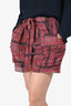 Isabel Marant Red/Black Printed Silk Tie Shorts Size 36