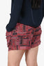 Isabel Marant Red/Black Printed Silk Tie Shorts Size 36