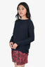 Nili Lotan Navy Silk Long Sleeves Blouse Size S