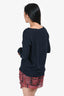 Nili Lotan Navy Silk Long Sleeves Blouse Size S