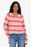 Christian Dior Red/White Striped Cashmere Knit Sweater Size 4