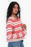 Christian Dior Red/White Striped Cashmere Knit Sweater Size 4