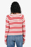 Christian Dior Red/White Striped Cashmere Knit Sweater Size 4