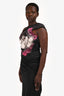 John Richmond Black Silk Graphic Printed One Shoulder Maxi Dress Size 42