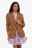 Veronica Beard Brown Double Breasted Ruched Sleeve Blazer Size 2