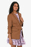 Veronica Beard Brown Double Breasted Ruched Sleeve Blazer Size 2