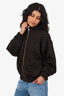 Celine Black/Brown Triomphe Logo Bomber Jacket Size S