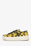 Versace Black/Yellow Barocco Print Low Top Sneakers Size 36