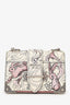 Prada White Leather Glace Rabbit Print Crossbody Bag