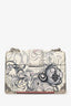 Prada White Leather Glace Rabbit Print Crossbody Bag