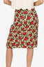 Moschino Black/Yellow/Red Linen Floral Print Mini Skirt Size 14