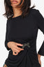 Gucci Black Silk Twisted Crystal Brooch Detail Long Sleeve Top Estimated Size S