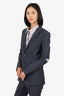 Tibi Grey Wool Check Single Breasted Cut-Out Sleeve Detail Blazer Size 0