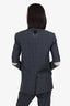 Tibi Grey Wool Check Single Breasted Cut-Out Sleeve Detail Blazer Size 0