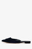 Manolo Blahnik Navy Suede Leather Maysala Mules Size 41