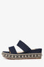 Christian Louboutin Blue Denim Studded Espadrilles Sandals Size 38