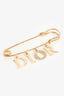 Christian Dior Gold Toned Metal Crystal Embellished 'DIOR' Safety Pin Charm