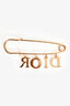 Christian Dior Gold Toned Metal Crystal Embellished 'DIOR' Safety Pin Charm
