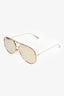 Christian Dior Rose Gold Aviator 'Diorbydior' Sunglasses with Cannage Trim