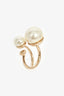 Christian Dior Gold Toned Faux Pearl 'Ultradior' Ring Size 5.5