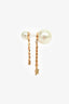 Christian Dior Faux Pearl Single Tribale Earring with Logo/Strap Drop