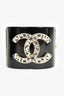 Pre-Loved Chanel™ 2015 Black Resin Crystal CC Cuff Bracelet