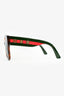 Gucci Brown Tortoiseshell Oversized Sunglasses with Web Sides