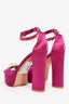 Valentino Fuchsia Crystal Stud Satin Open-Toe Platform Heels Size 37.5