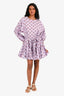 Rhode Purple 'Ella' Floral Belted Mini Dress Size XS