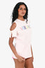 Versace Pink Cut-Out Crystal Logo Shirt Size 42