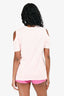 Versace Pink Cut-Out Crystal Logo Shirt Size 42