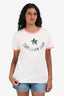 Christian Dior White/Coral Logo Ringer Tee Size S