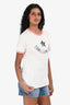 Christian Dior White/Coral Logo Ringer Tee Size S