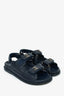 Pre-Loved Chanel™ Navy Leather Chain CC Sandals Size 37