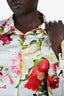 Roberto Cavalli White/Red Silk Floral Button Up Top Size 46