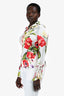 Roberto Cavalli White/Red Silk Floral Button Up Top Size 46