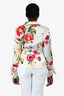 Roberto Cavalli White/Red Silk Floral Button Up Top Size 46