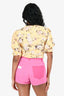 Faithfull The Band Yellow Floral Cropped Top Size 4