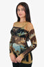 Jean Paul Gaultier Vintage Brown/Black Graphic Printed Sheer Top Size M